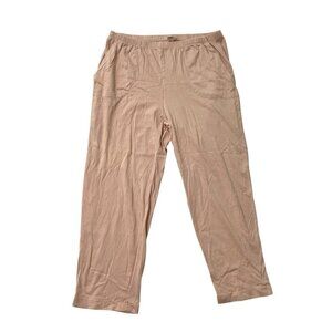 SKIN ORGANIC Cropped Pull-On Cotton Loungepants Pants Pink size Medium, 2